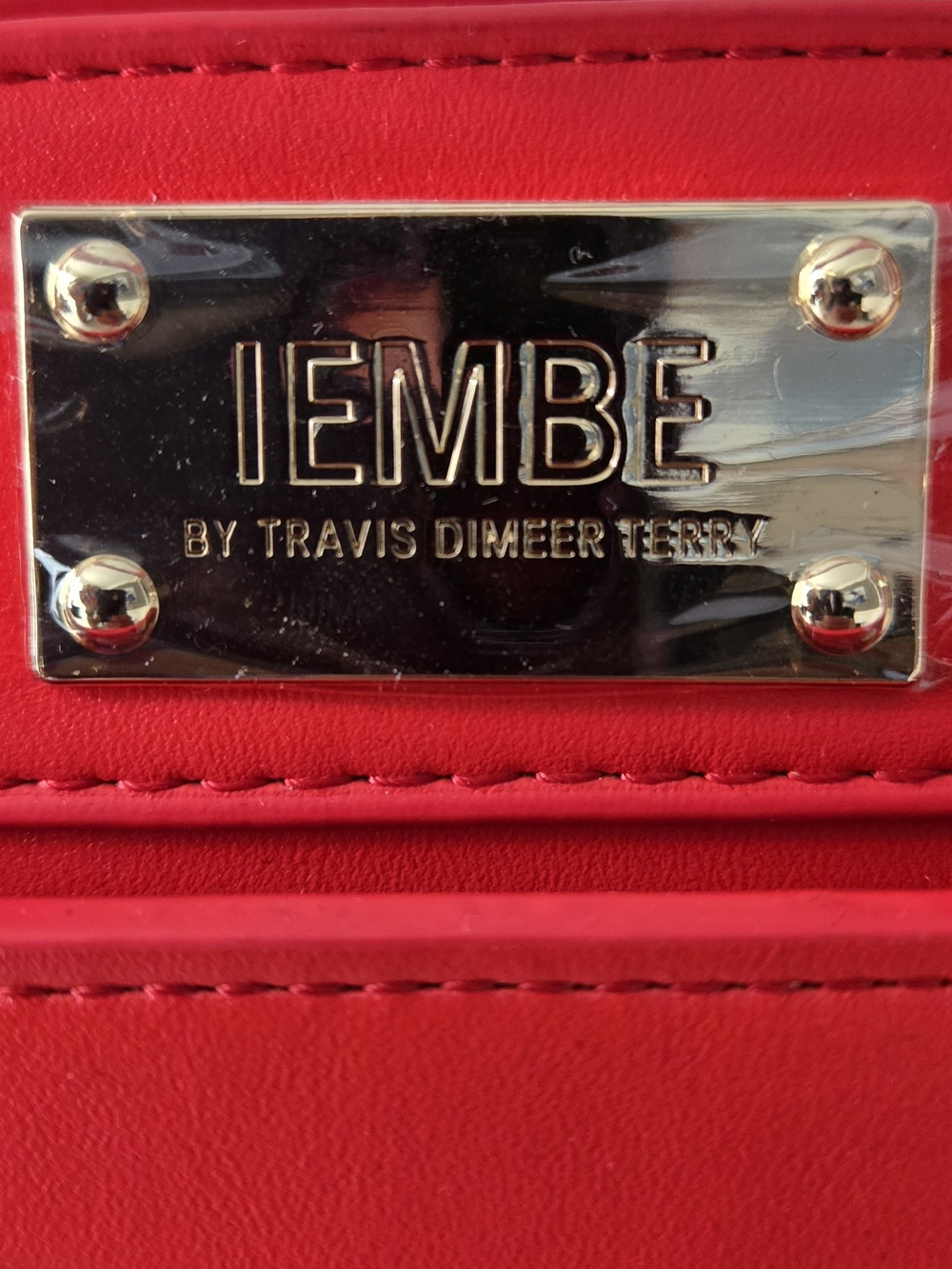IEMBE Red Structured Tote Handbag